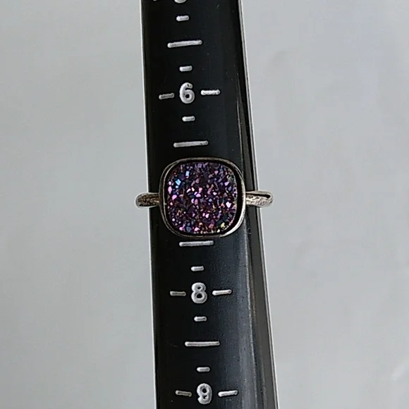 STERLING PURPLE DRUZY QUARTZ RING SIZE 7 - Picture 4 of 7